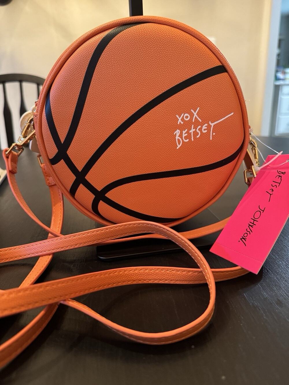 NWT Betsey Johnson XO Baller Orange Basketball Crossbody Bag